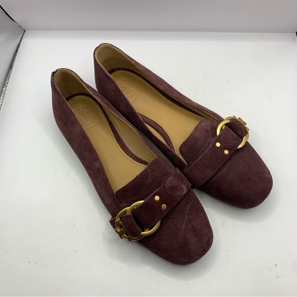 Women's 6 Tory Burch Marden Suede Flats Malbec Purple - Picture 7 of 7